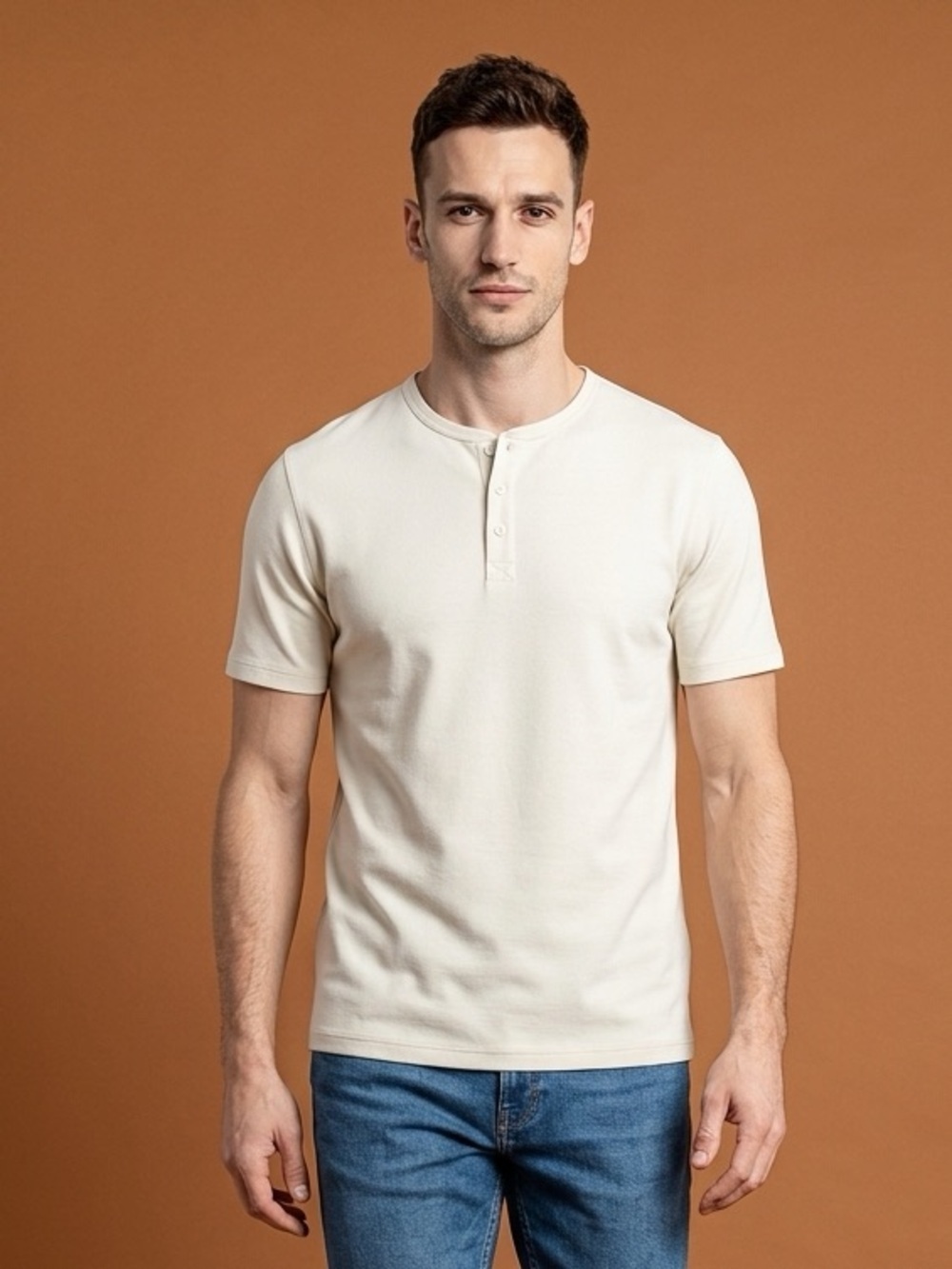NWT CUTS Clothing Men’s Cream Long Sleeve Curve Hem Tee Shirt Athletic- Size XL